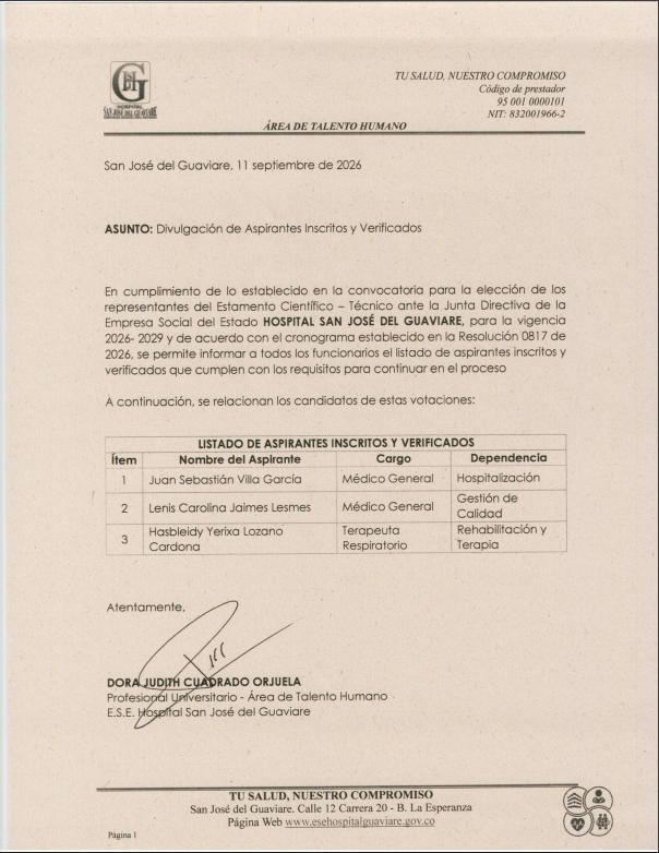COMUNICADO DE ELECCIONES 2026-2029